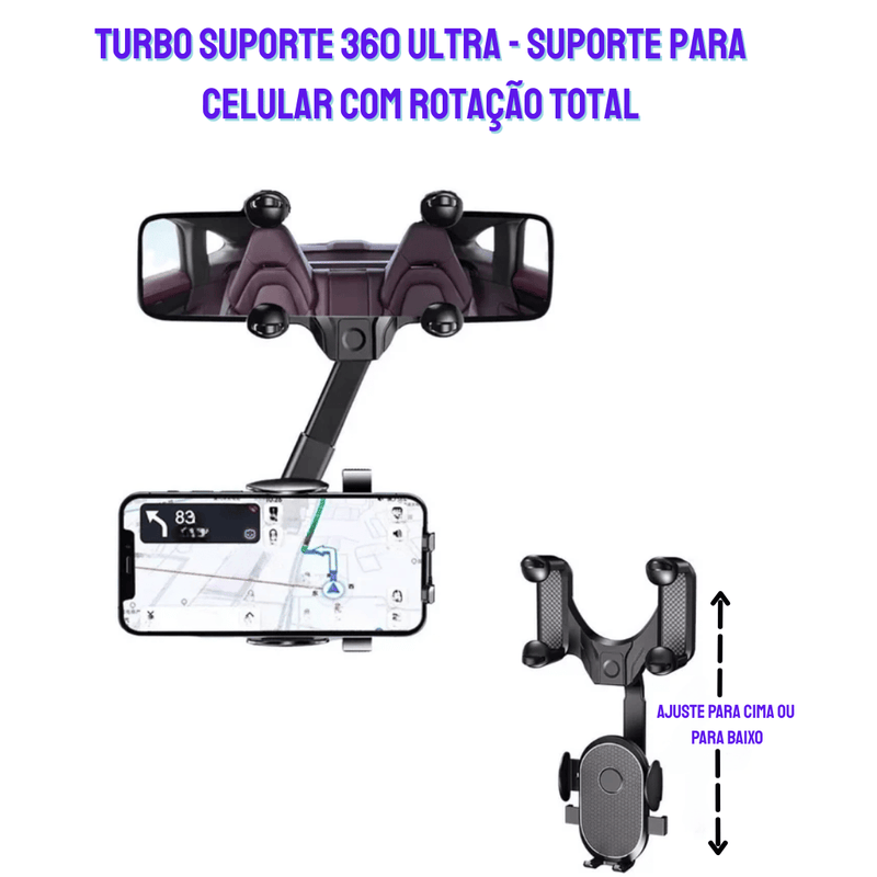 Turbo Suporte 360 Ultra - Suporte para Celular com Rotação Total, Fixação Firme e Ajuste Universal