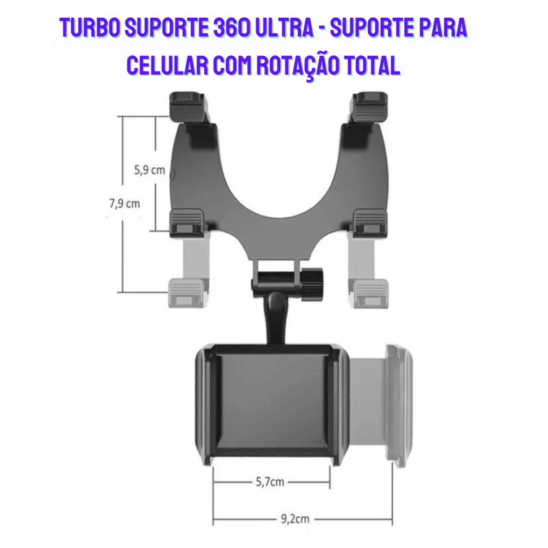 Turbo Suporte 360 Ultra - Suporte para Celular com Rotação Total, Fixação Firme e Ajuste Universal